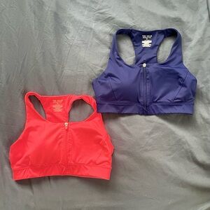 Bundle of 2 Front Zip Sports Bras (or bathing suit tops)
